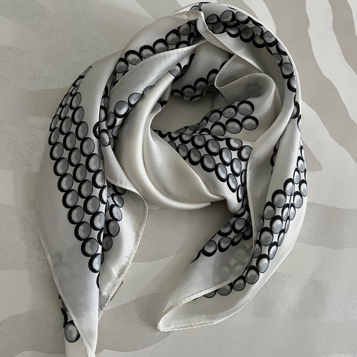 Bandana Scarf | Pearl Bead Print Ivory