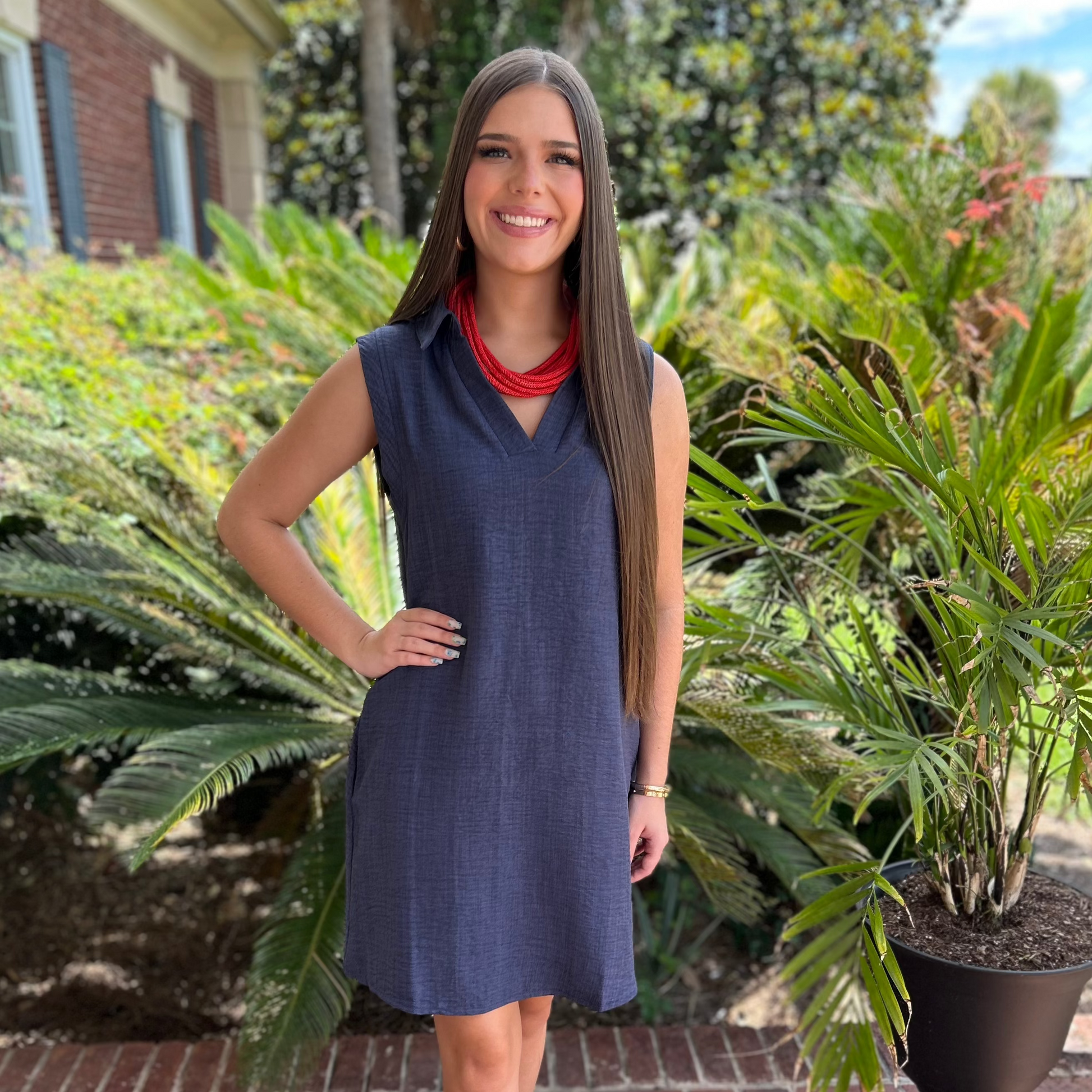 Delaney Collared Dress | Denim Large Delaney Collared Dress | Denim Large