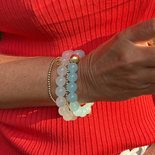 Zenzii Large Glass Bead Bracelet | Light Blue