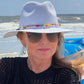 Camille Beach Hat | White with Beads and Shell Band