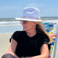 Camille Beach Hat | White with Beads and Shell Band