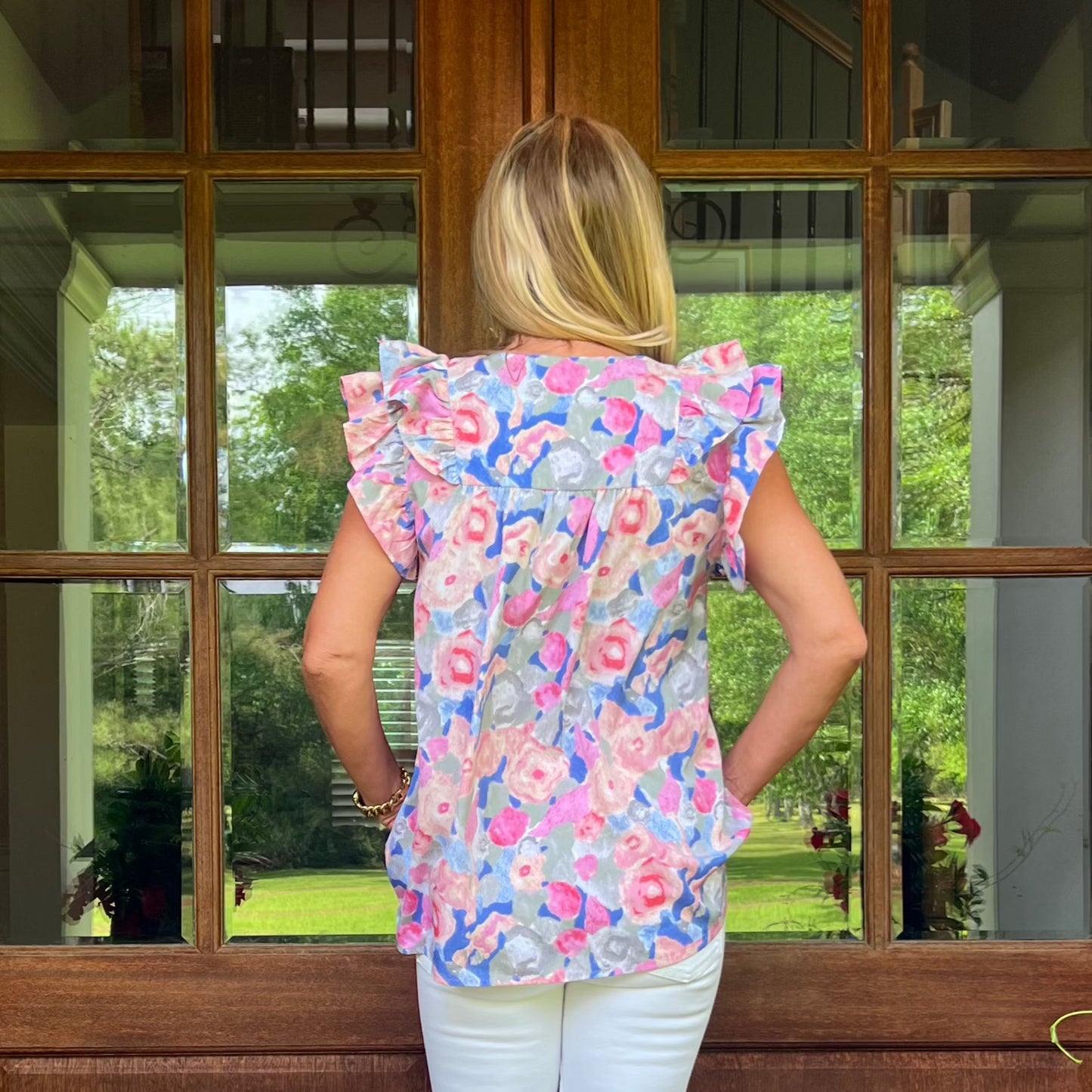 Amanda Floral Print Top | Pink Multi