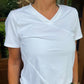 Leigh V Neck Athletic Top | White