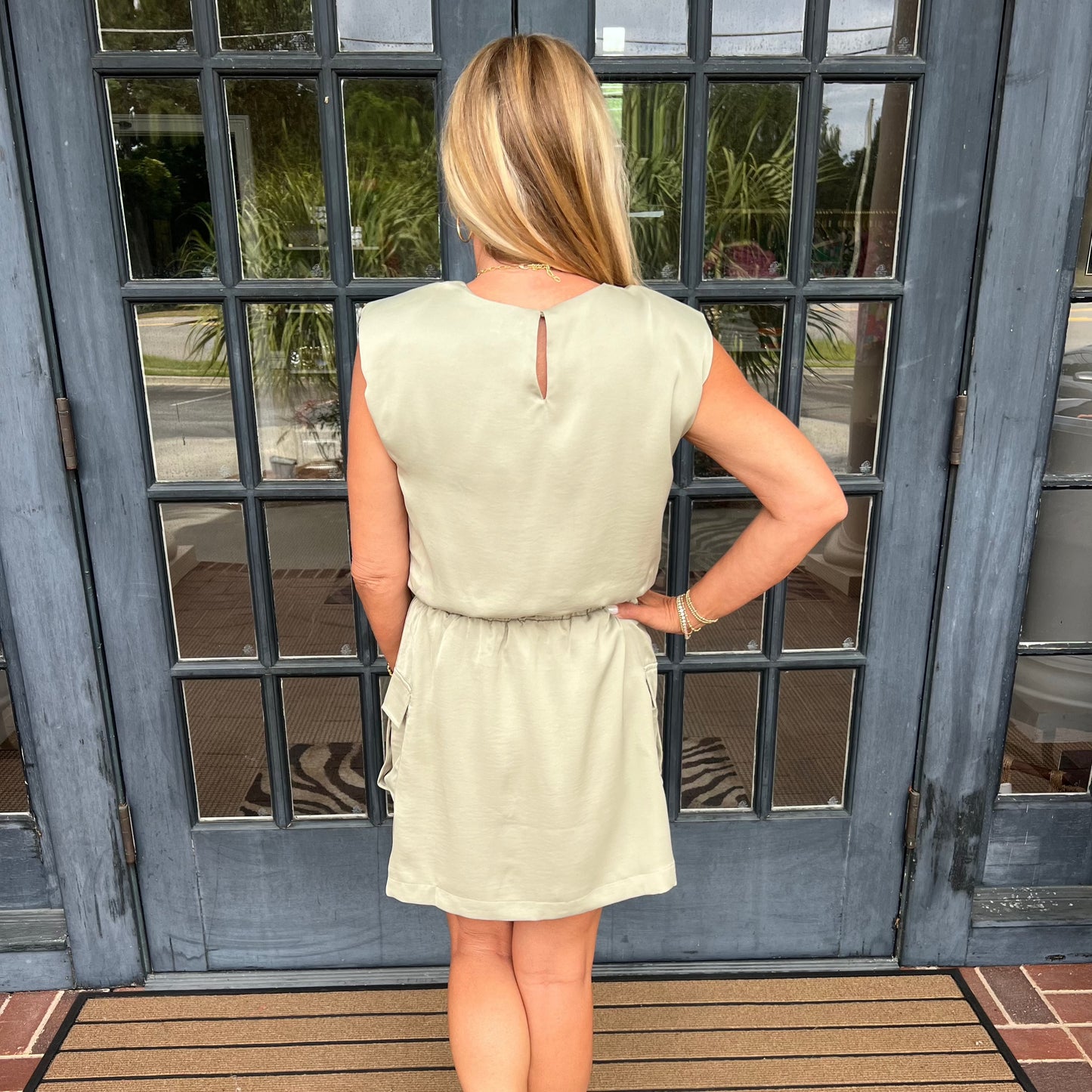 Blair Muscle Tee Cargo Dress | Sage