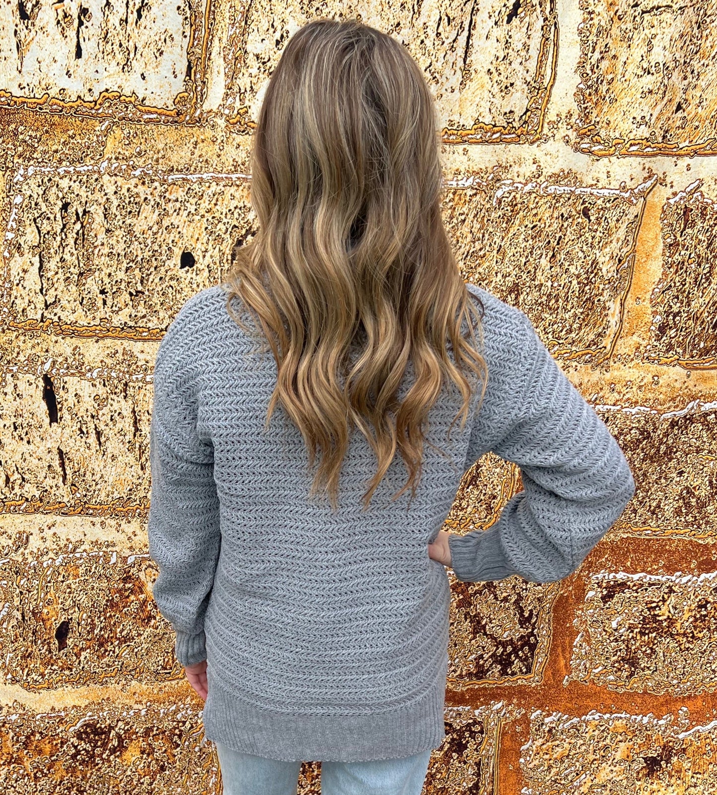 Stacey Side Split Sweater | Gray