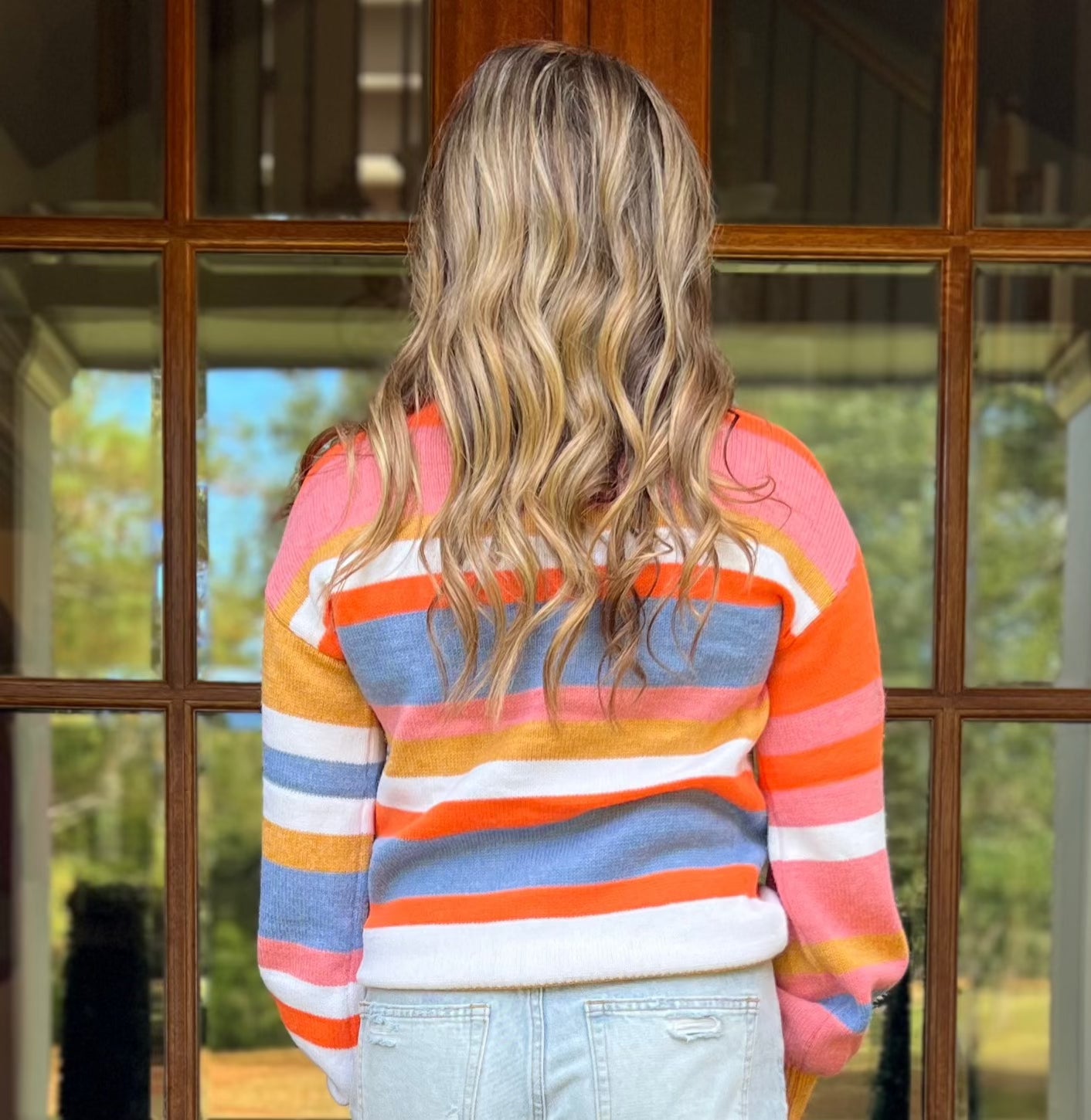 Annie Striped Sweater | Mustard Multi