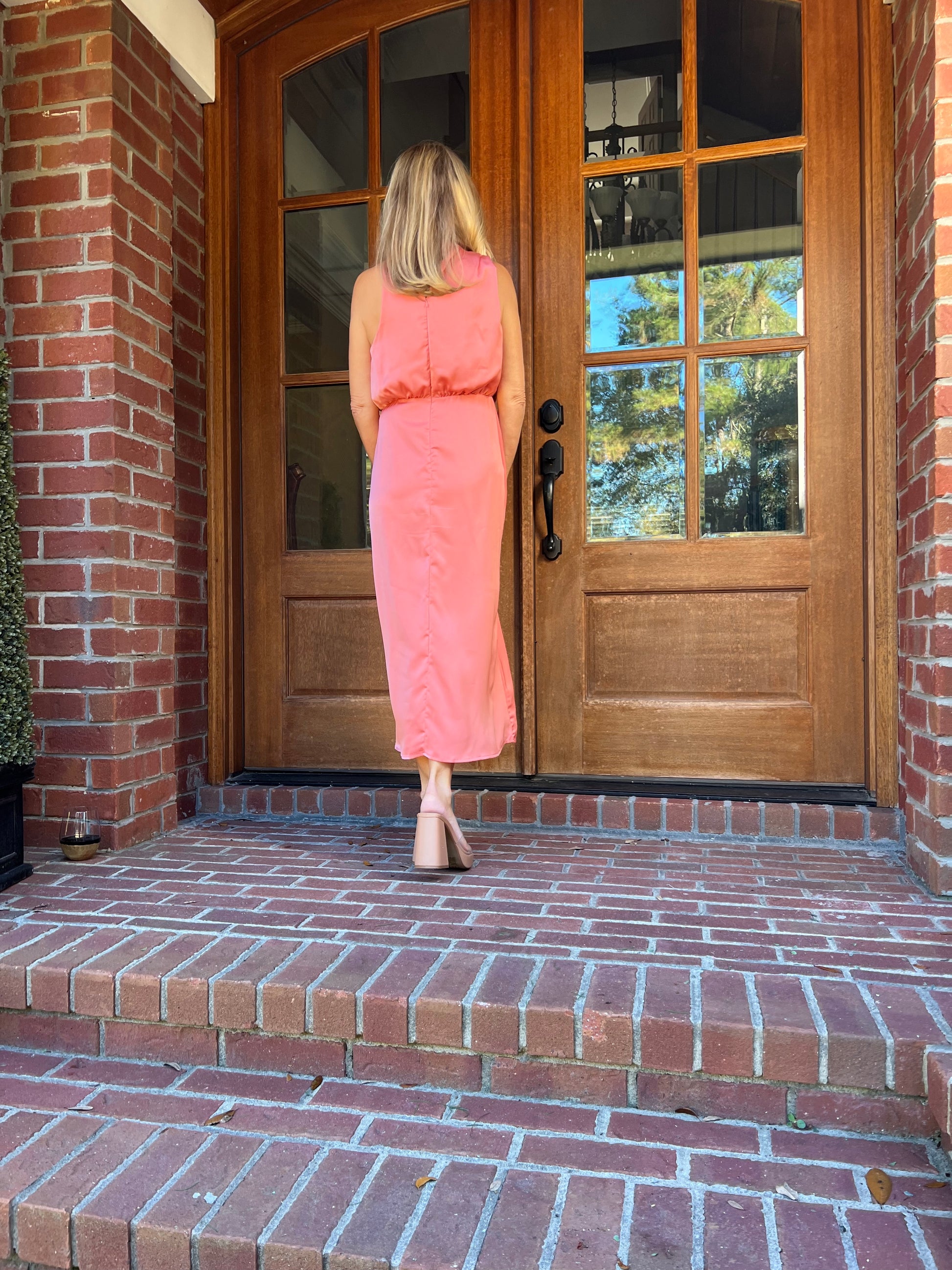 peach satin midi dress ASOS Design - Midi Dress - Women - Polyester - 0 US