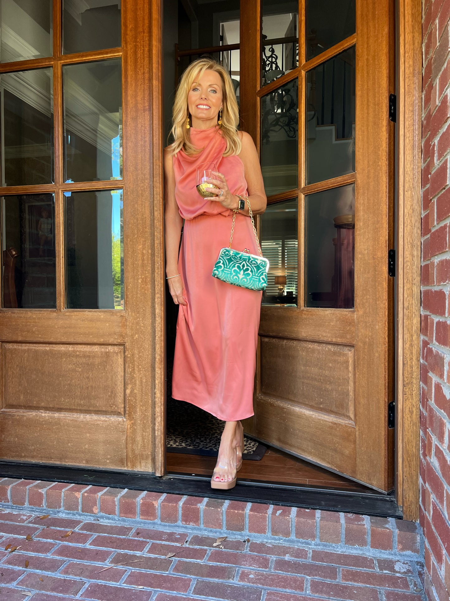 peach satin midi dress Buy Reiss Peach Tallie Satin Halterneck Maxi Dress from Next USA