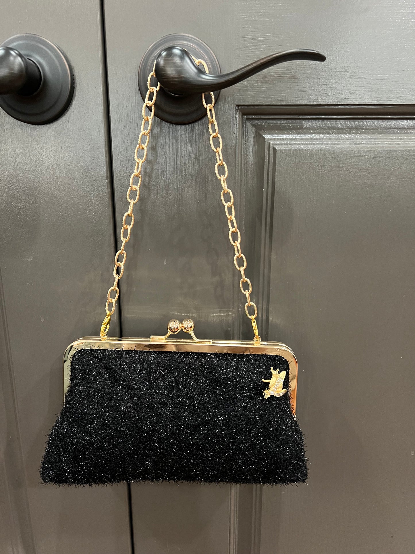 Brooklyn Gold Chain Purse | Black