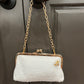 Charlotte Gold Chain Purse | White