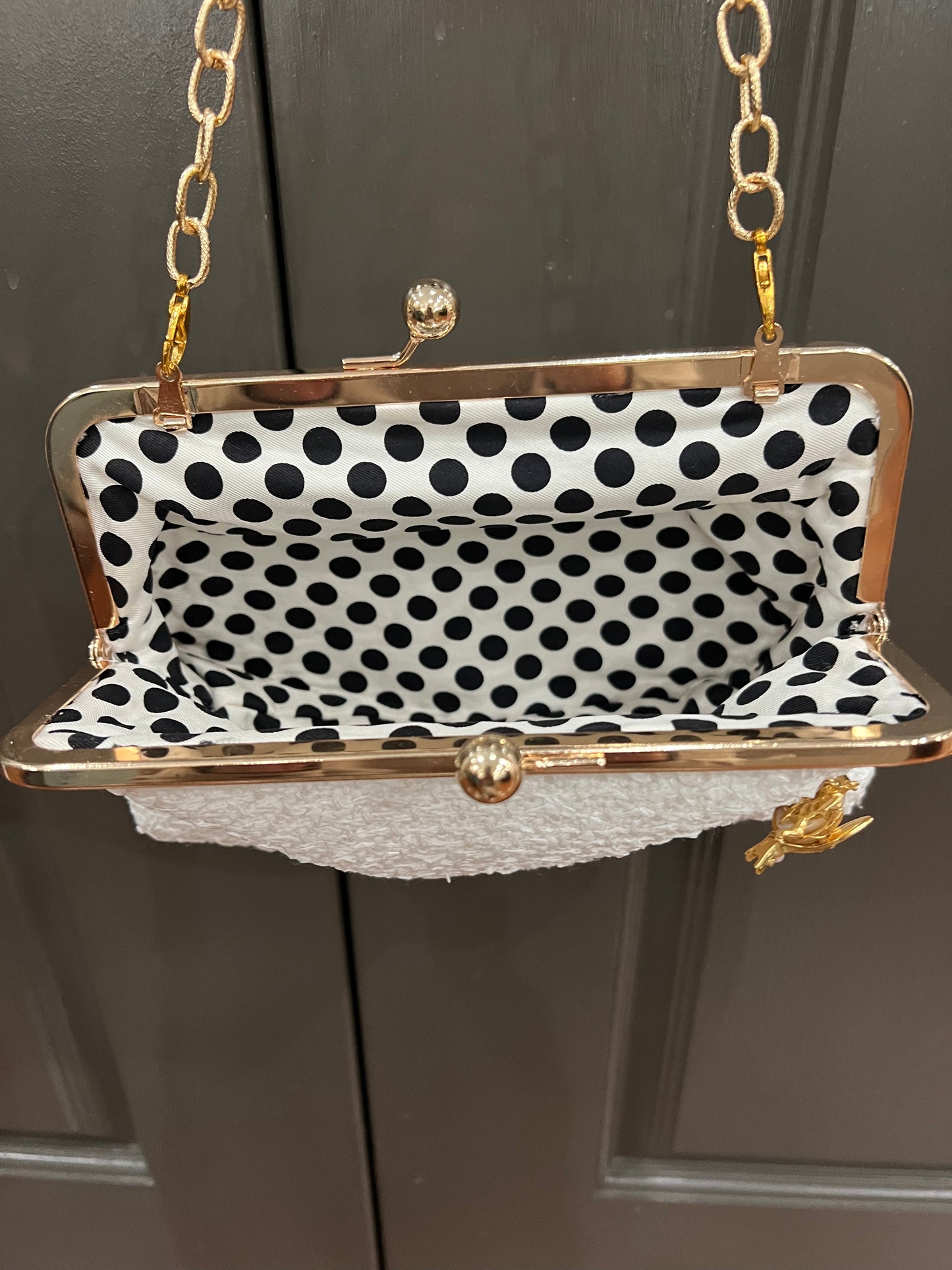 Charlotte Gold Chain Purse | White