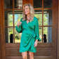 Bri Satin Wrap Dress | Green