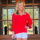 Kellie Smocked Sleeve Top | Red