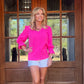 Kellie Smocked Sleeve Top | Pink