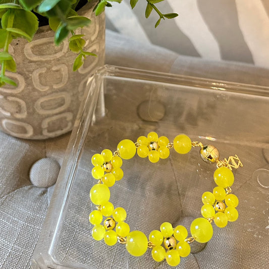 Zenzii Glassed Flower Bracelet | Lemon Lime