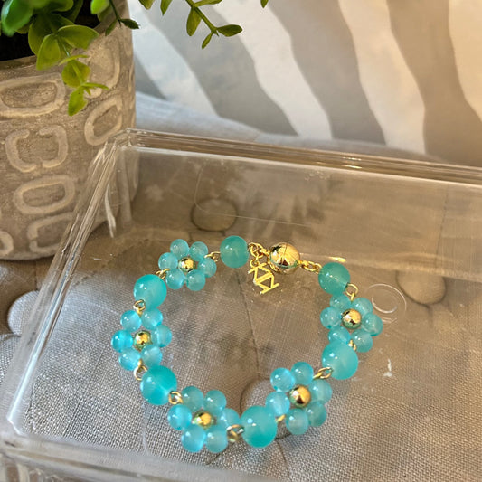 Zenzii Glassed Flower Bracelet | Turquoise