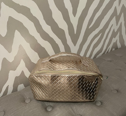 Gina Metallic Cosmetic Bag | Gold