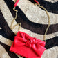 Tori Bow Clutch with Chain Strap | Red