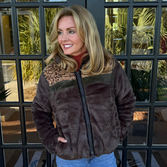 Karen Sherpa Sparkle Jacket | Chocolate