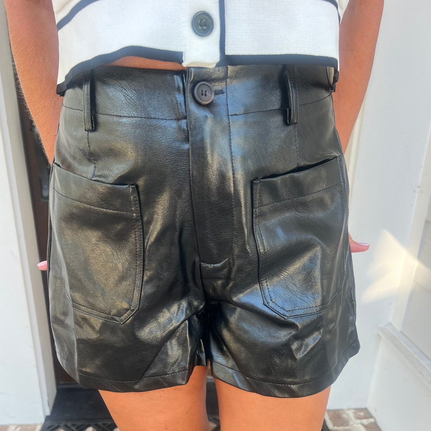 Lea Faux Leather Shorts | Black