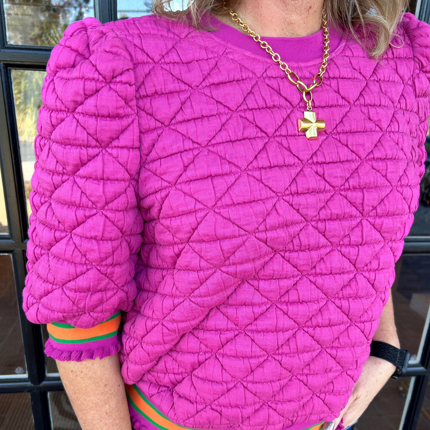 Lisa Quilted Top | Pink