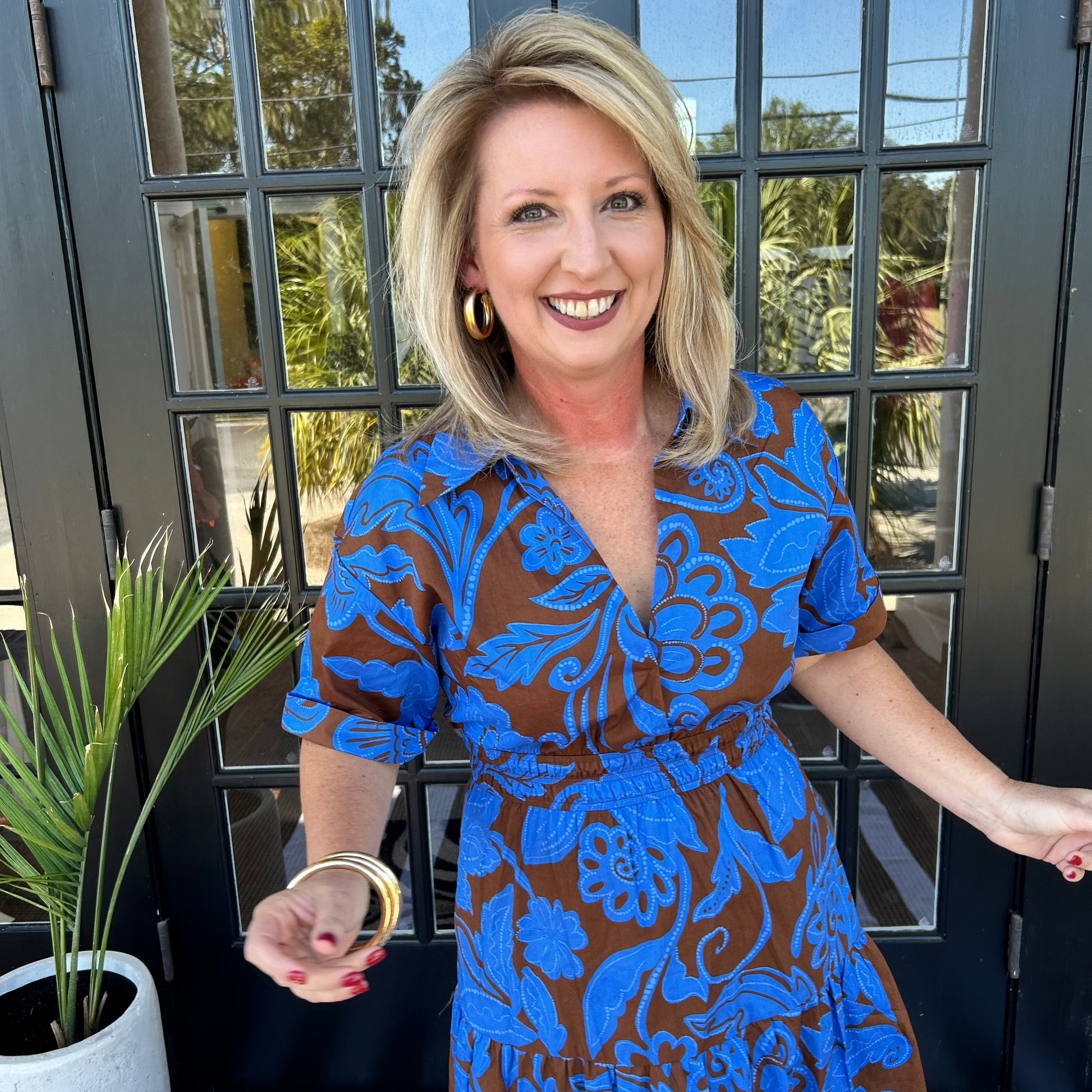 blue and brown maxi dresses Arletta Maxi Dress