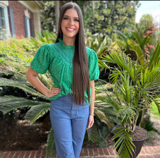 Aubrey Eyelet Top | Green