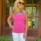 Tammi Tank Top | Pink with Turquoise Trim