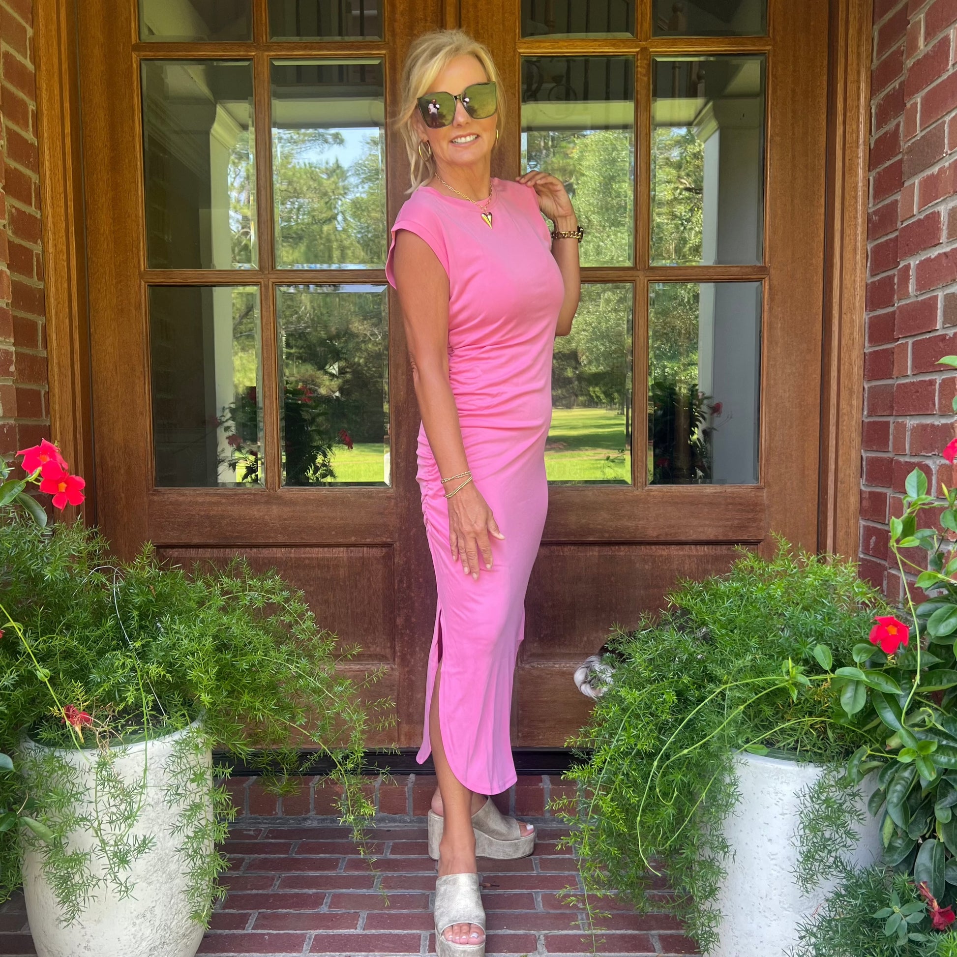 bubble gum pink midi dress Eden Midi Dress