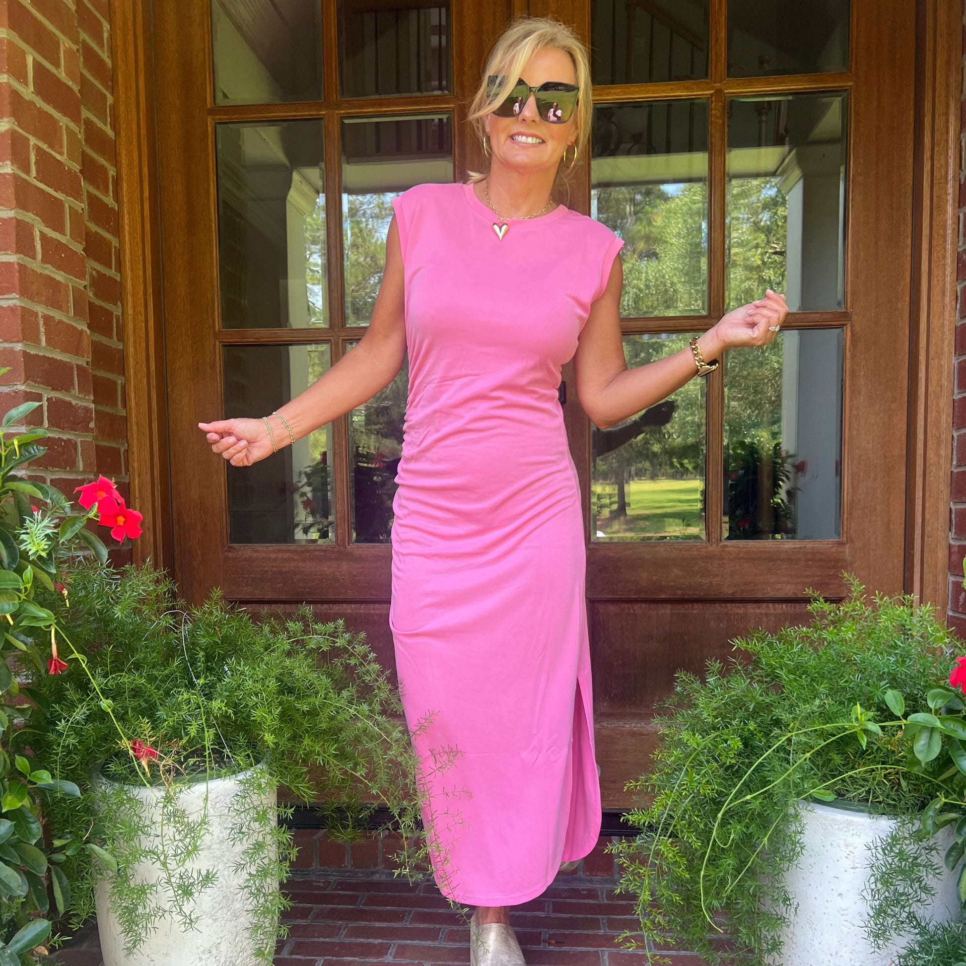 bubble gum pink midi dress Eden Midi Dress