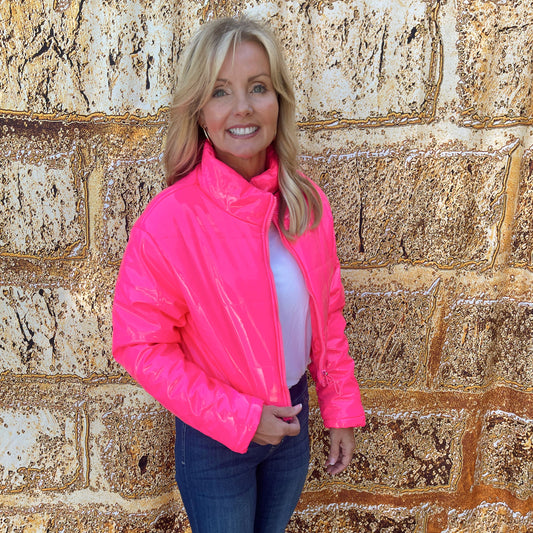 Angie Puffer Jacket | Hot Pink