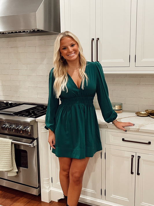 Eileen Long Sleeve Mini Dress | Green