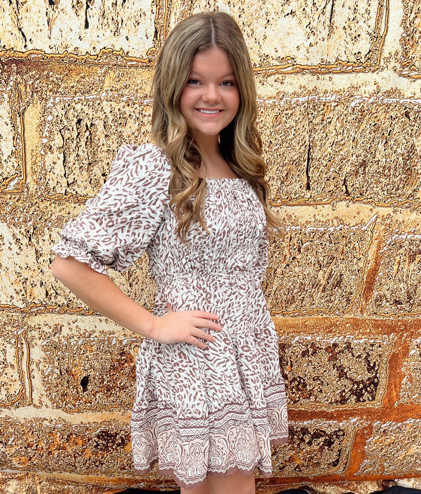 Whitney Tribal Pattern Dress | Brown Multi