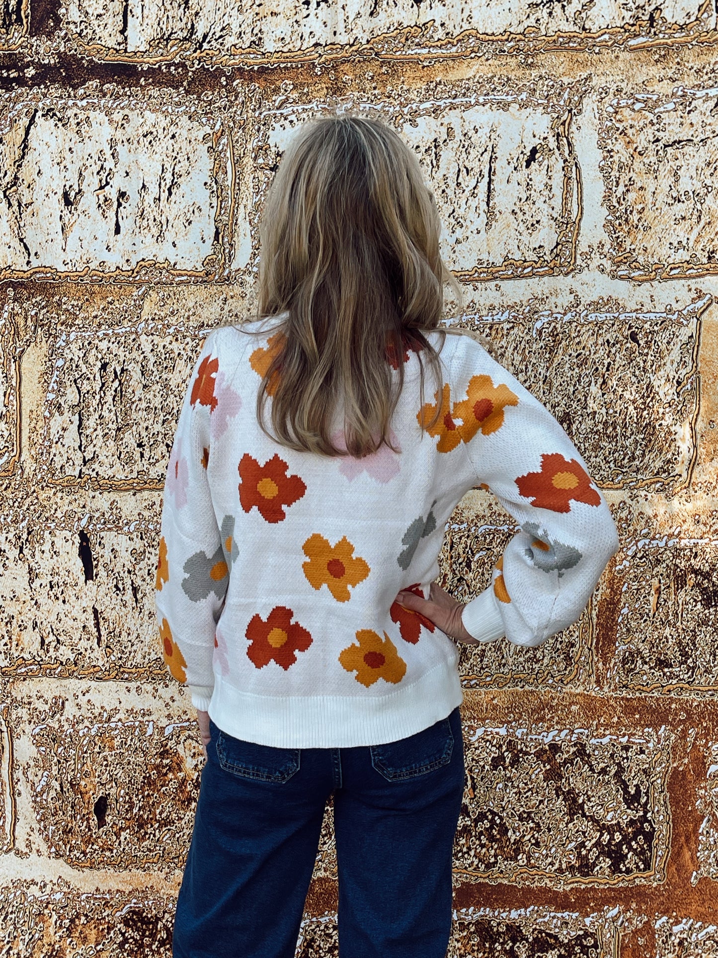 Finley Flower Power Sweater | White