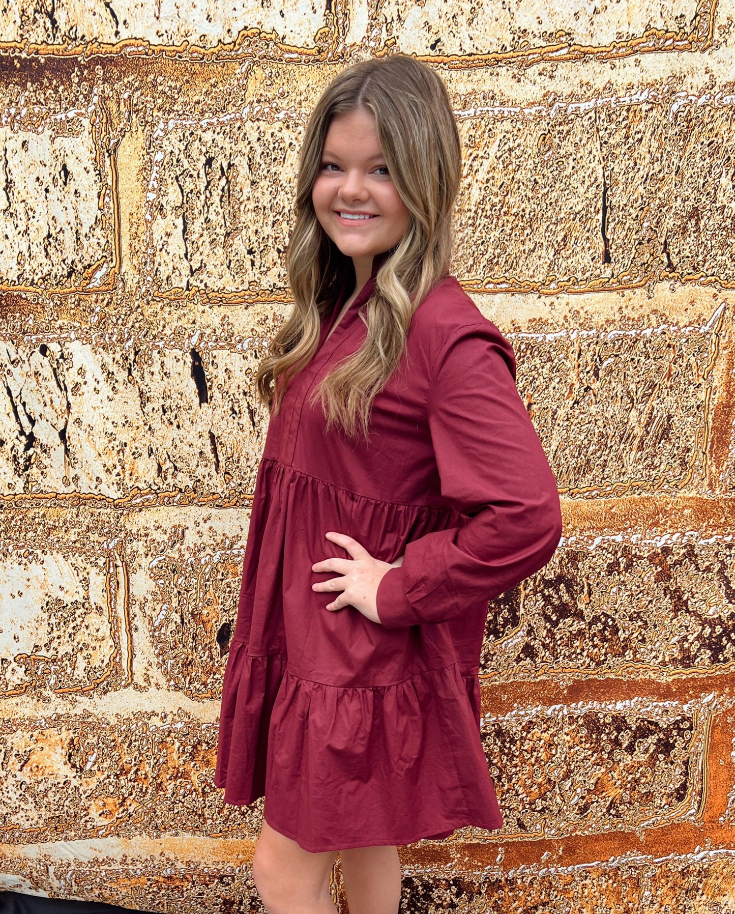 Lauren Poplin Dress | Wine