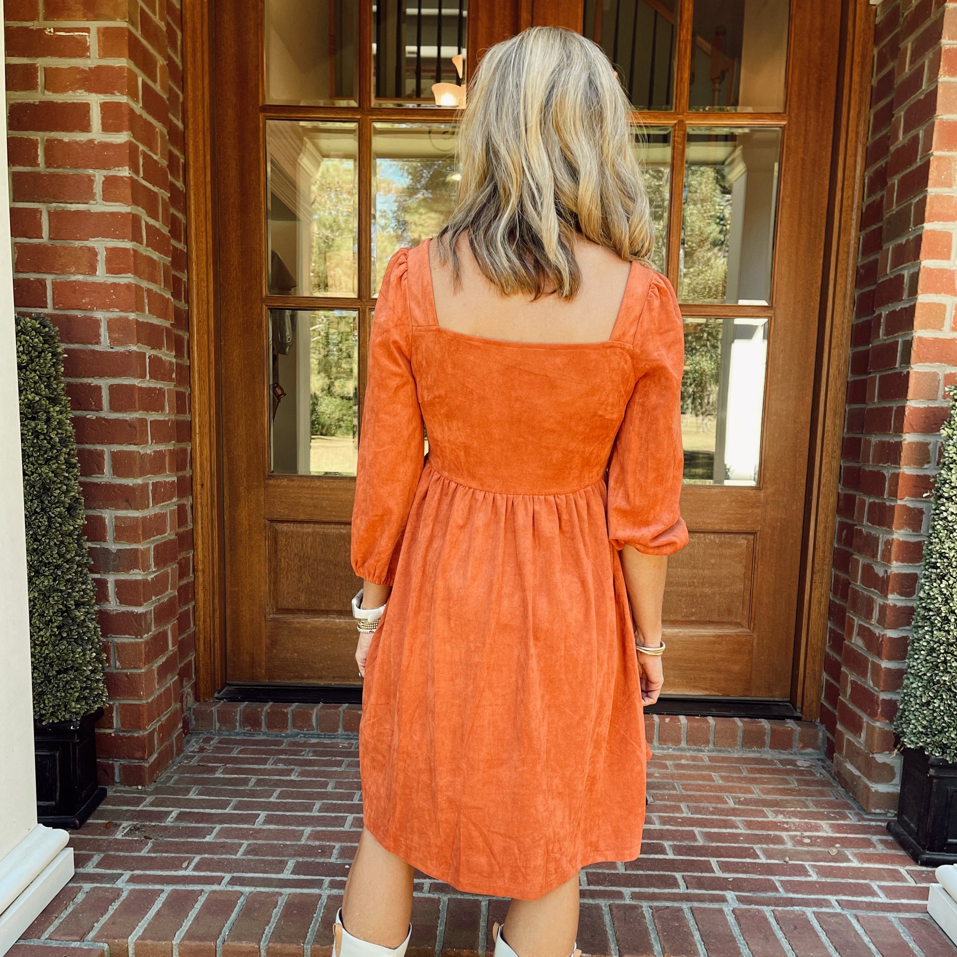 Diane Suede Flared Dress | Orange Diane Suede Flared Dress | Orange