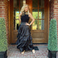 Caroline Satin Ruffle Maxi Skirt | Black