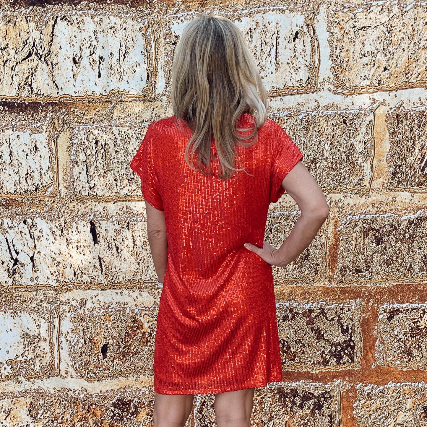 Crystal Sequin Dress | Red