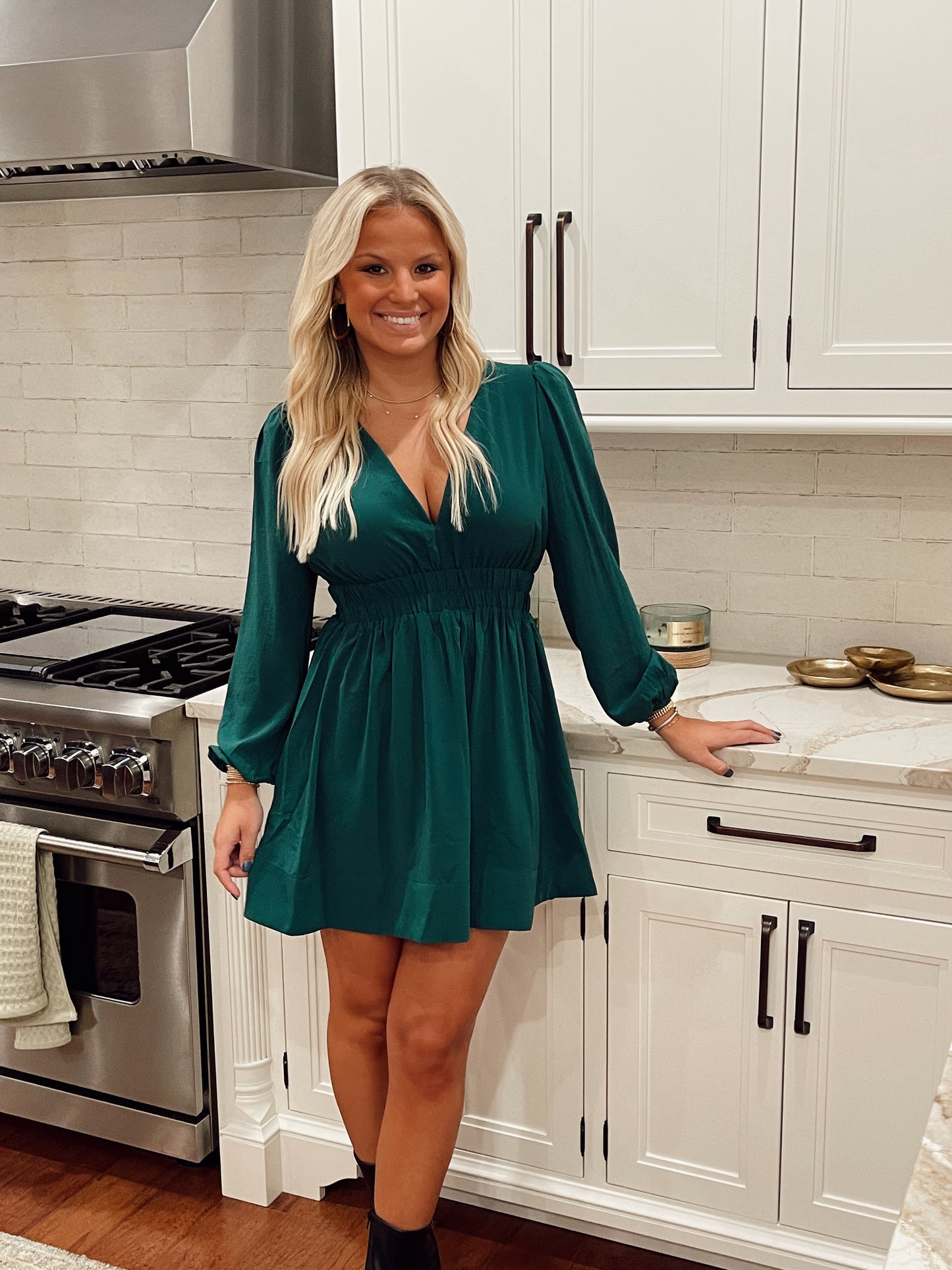 Eileen Long Sleeve Mini Dress | Green