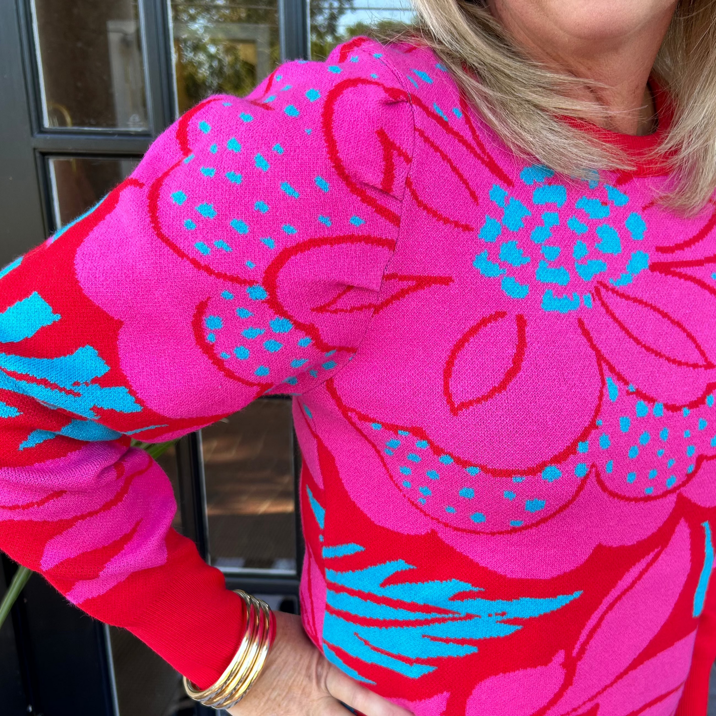 Zinnia Sweater | Fuchsia-Blue