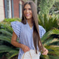 Becca Striped Ruffle Sleeve Top | Blue